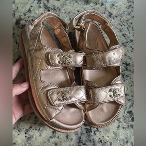 CHANEL Shimmering Bronze Sandals